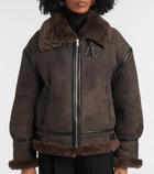 Nour Hammour Portia shearling-trimmed suede biker jacket