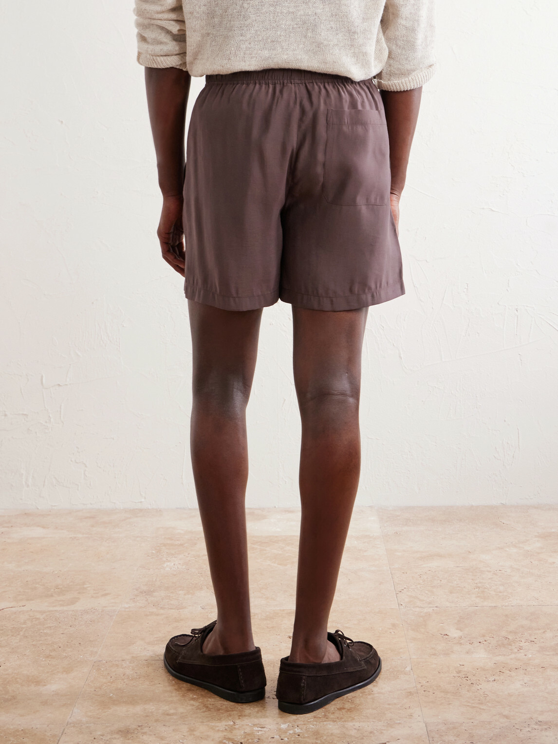 FRAME - Summer Boxer Straight-Leg Shell Shorts - Brown