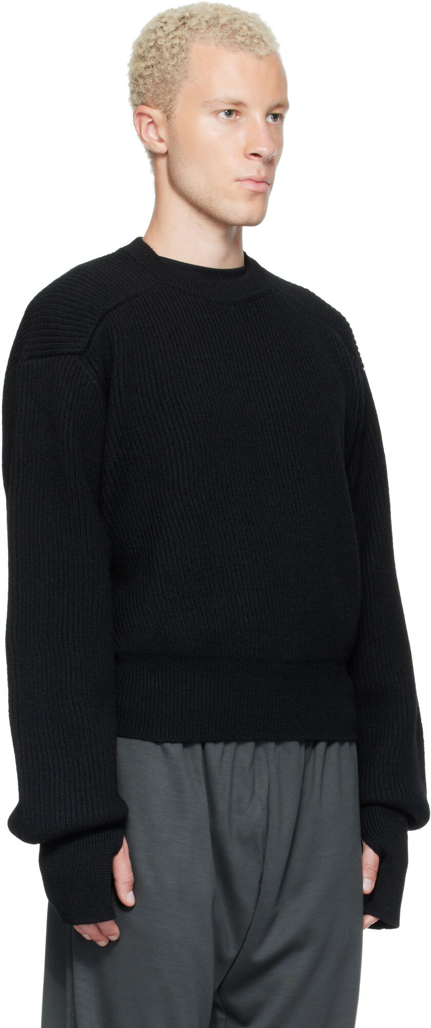 Rier Black Roundneck Utility Sweater