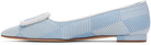 Manolo Blahnik Blue & White Maysale Ballerina Flats