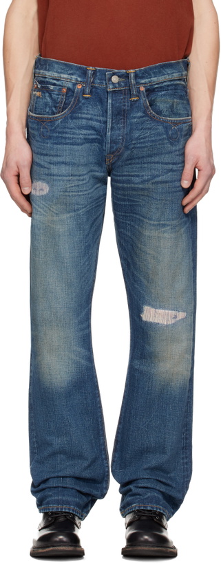 Photo: RRL Blue Slim Boot Sutton Repaired Selvedge Jeans