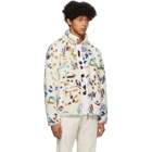 John Elliott Reversible White Polar Fleece Memphis Jacquard Zip-Up Jacket