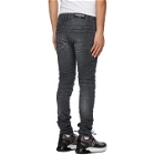 Balmain Grey Ribbed Patches Slim Jeans