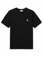 Maison Kitsuné - Logo-Appliquéd Cotton-Jersey T-Shirt - Black