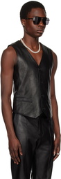 LU'U DAN Black Tailored Leather Waistcoat