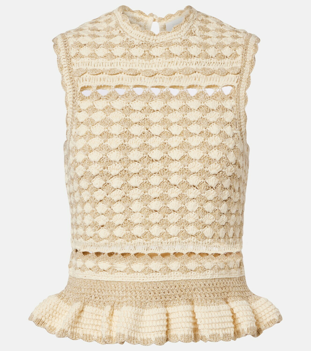 Zimmermann Wanderlust lamé crochet tank top