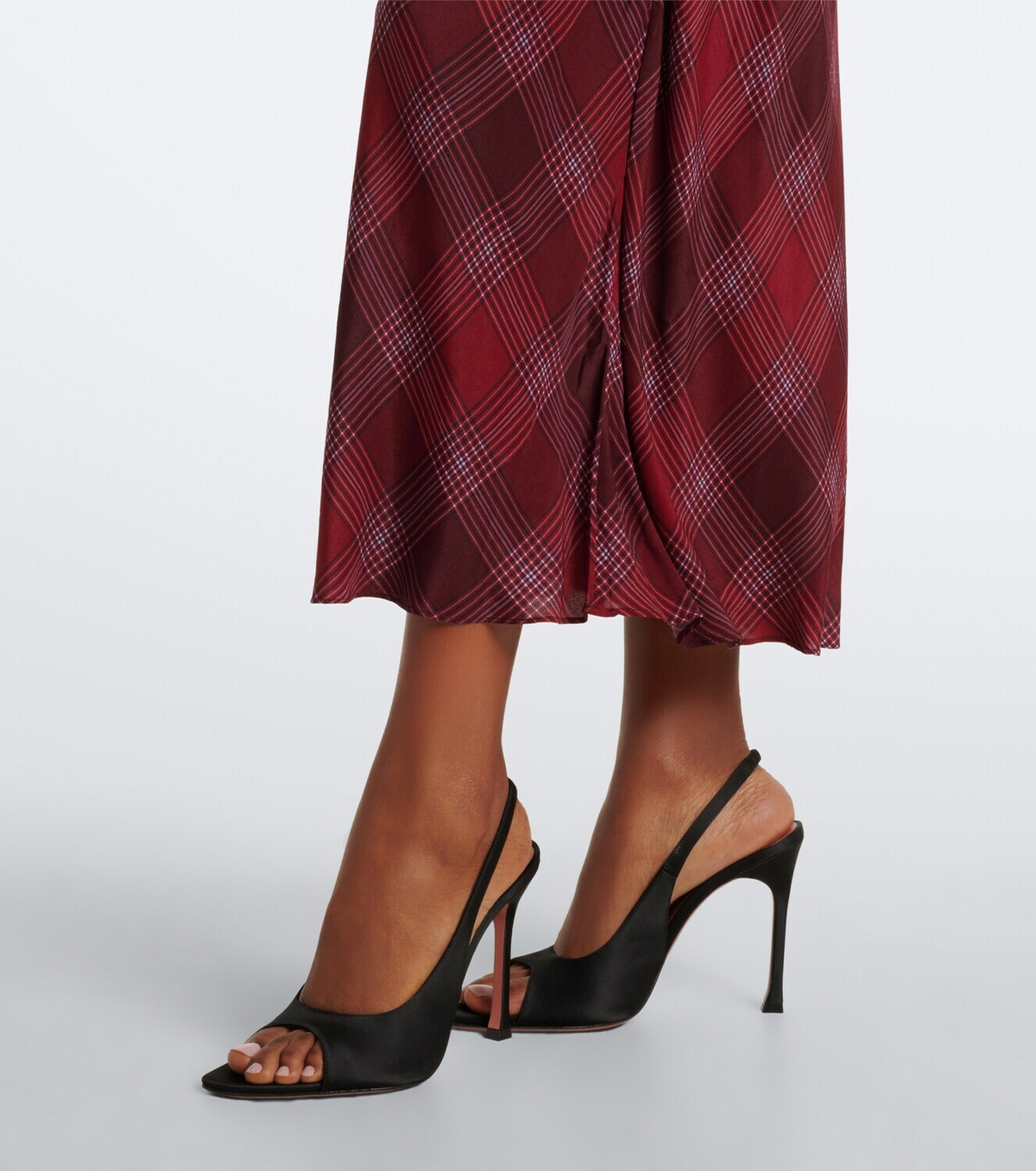 Rixo Iggy lace-trimmed plaid midi dress