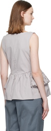 Dries Van Noten Gray Ruffled Top