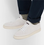 Brunello Cucinelli - Leather-Trimmed Suede Sneakers - Men - Off-white