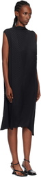 ISSEY MIYAKE Black Soft Fold Pleats Midi Dress