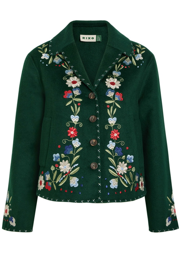 Photo: Rixo Jude Floral-embroidered Wool-blend Jacket Multicoloured