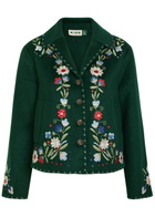 Rixo Jude Floral-embroidered Wool-blend Jacket Multicoloured