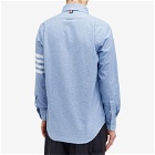 Thom Browne Men's 4 Bar Button Down Flannel Shirt in Light Blue