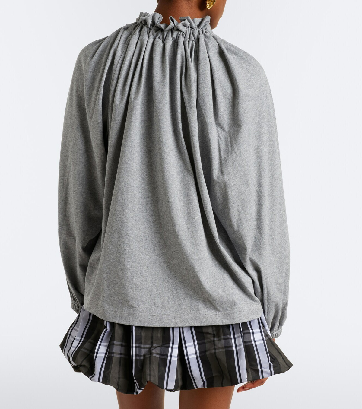 Patou Bow-detail gathered cotton jersey top