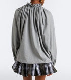 Patou Bow-detail gathered cotton jersey top