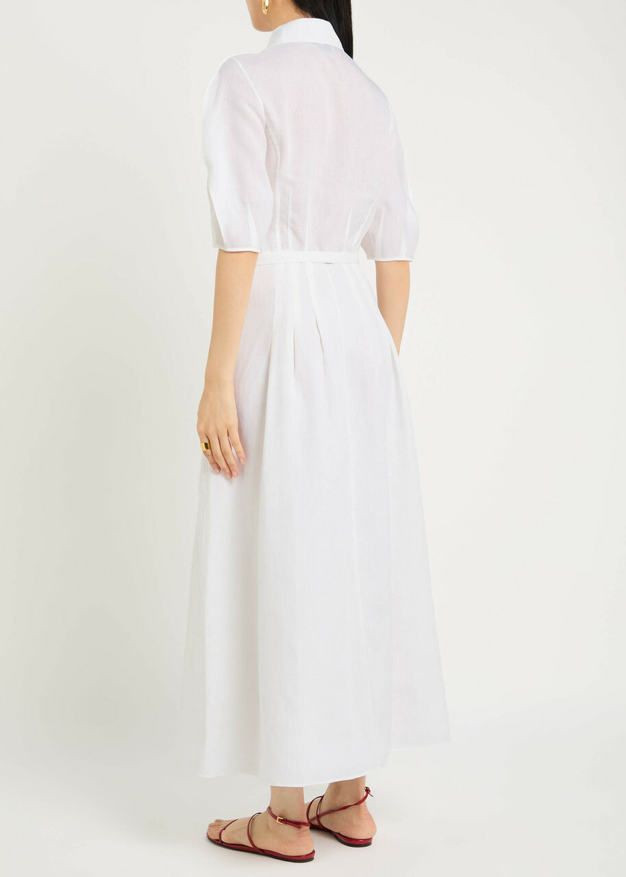 Gabriela Hearst Maude Darted Linen Midi Shirt Dress White