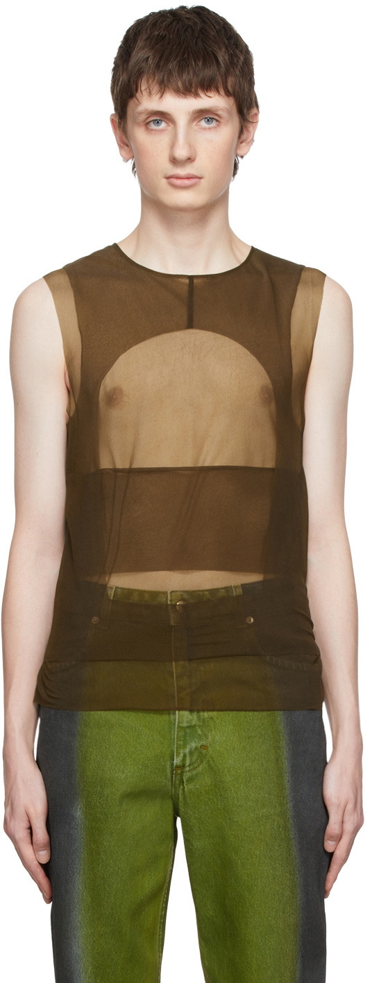 Eckhaus Latta Brown Vapor Tank Top Eckhaus Latta