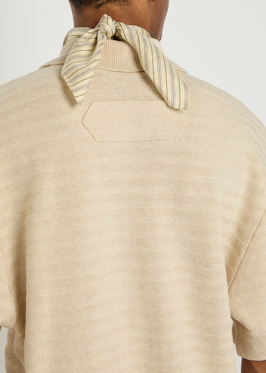 Jacquemus Le Polo Maille Striped Cotton-blend Polo Shirt Beige