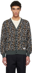 WACKO MARIA Gray Leopard Jacquard Knit Cardigan