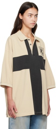 032c Beige Fainting Cross Oversized Polo