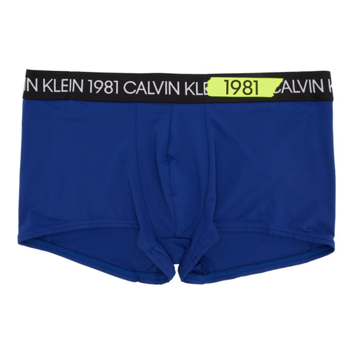 Photo: Calvin Klein Underwear Blue 1981 Neon Micro Low-Rise Boxer Briefs