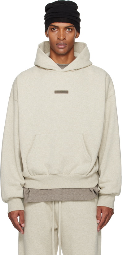 Photo: Fear of God ESSENTIALS Beige Classic Fit Fleece Hoodie