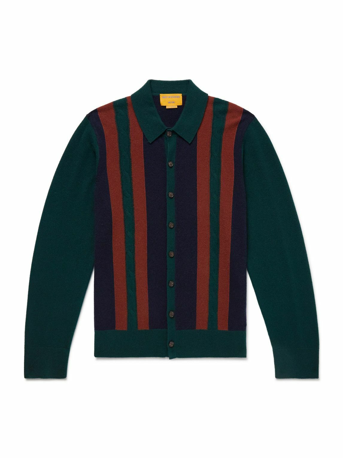Guest In Residence - Cable Plaza Striped Cashmere Shirt - Green