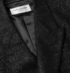 SAINT LAURENT - Metallic Woven Double-Breasted Overcoat - Black