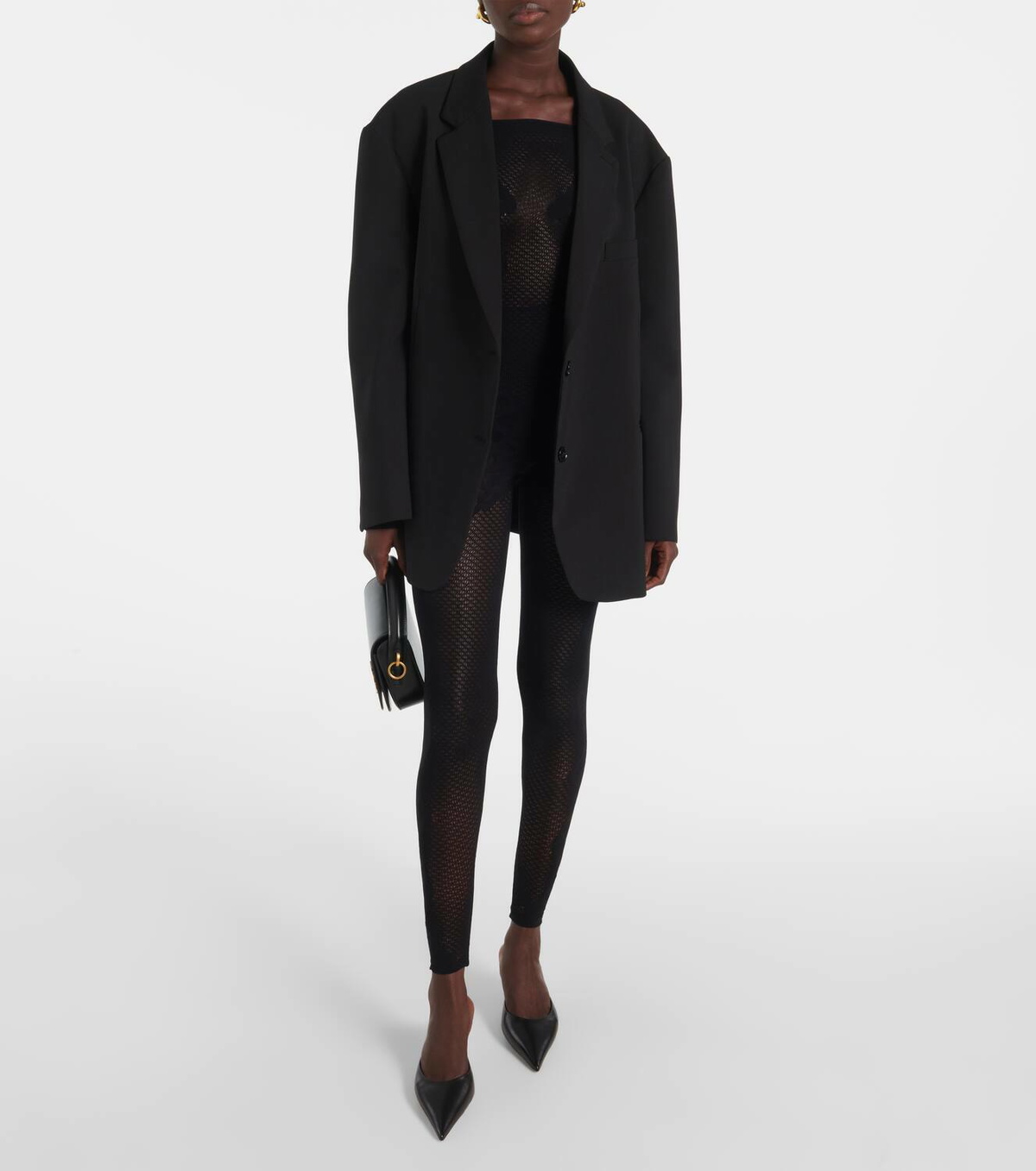 Wolford Open-knit lace-trimmed jumpsuit