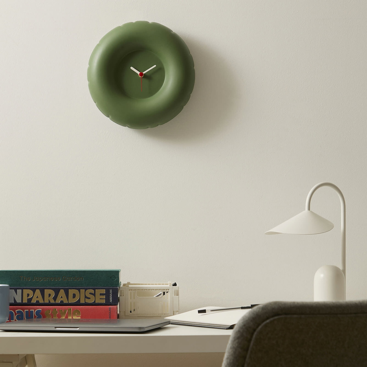 Home Studyo Holly Clock in Moss Green 
