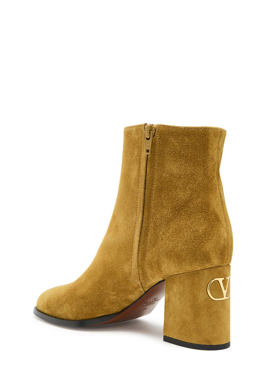 Valentino Garavani Fawcette 75 Suede Ankle Boots Camel
