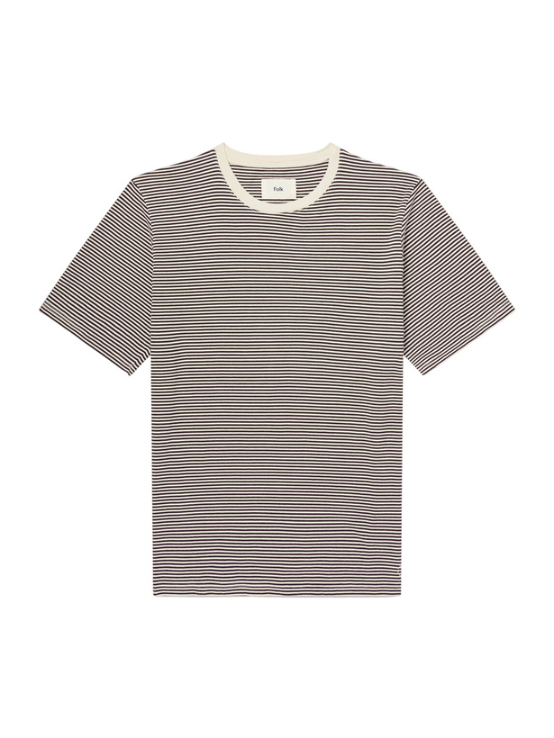 Photo: Folk - Striped Cotton-Jersey T-Shirt - Brown