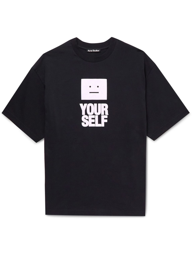 Photo: Acne Studios - Logo-Print Cotton-Blend Jersey T-Shirt - Black