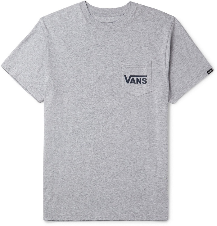 Photo: Vans - Logo-Print Mélange Cotton-Blend Jersey T-Shirt - Gray