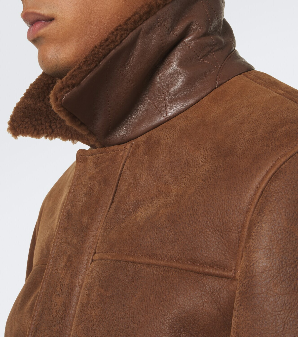 Canali Shearling-trimmed leather jacket