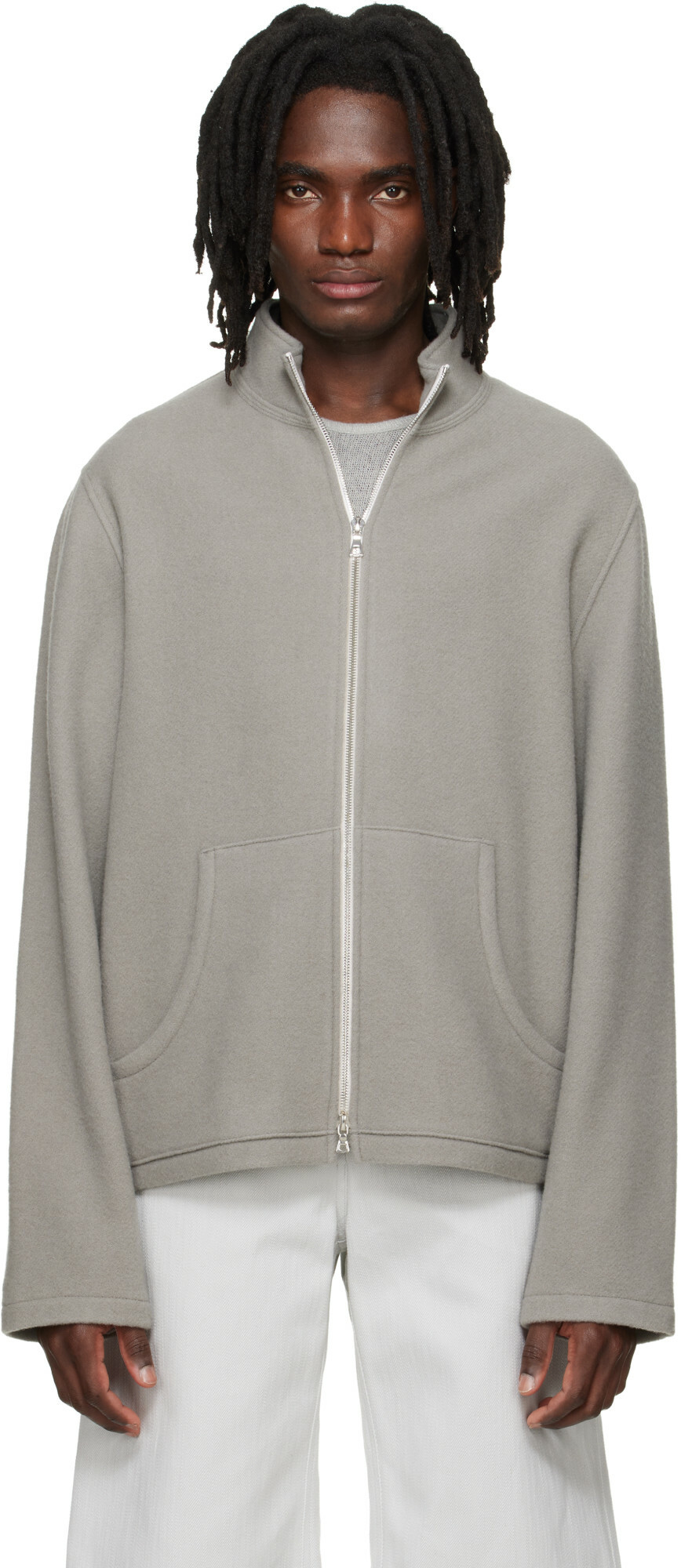 Rier Gray Fleece Full Zip Track Jacket