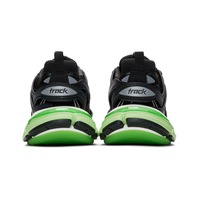 Balenciaga Black and Green Glow Track Sneakers