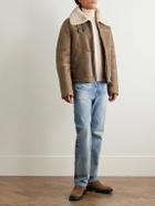 Yves Salomon - Shearling-Lined Leather Aviator Jacket - Brown