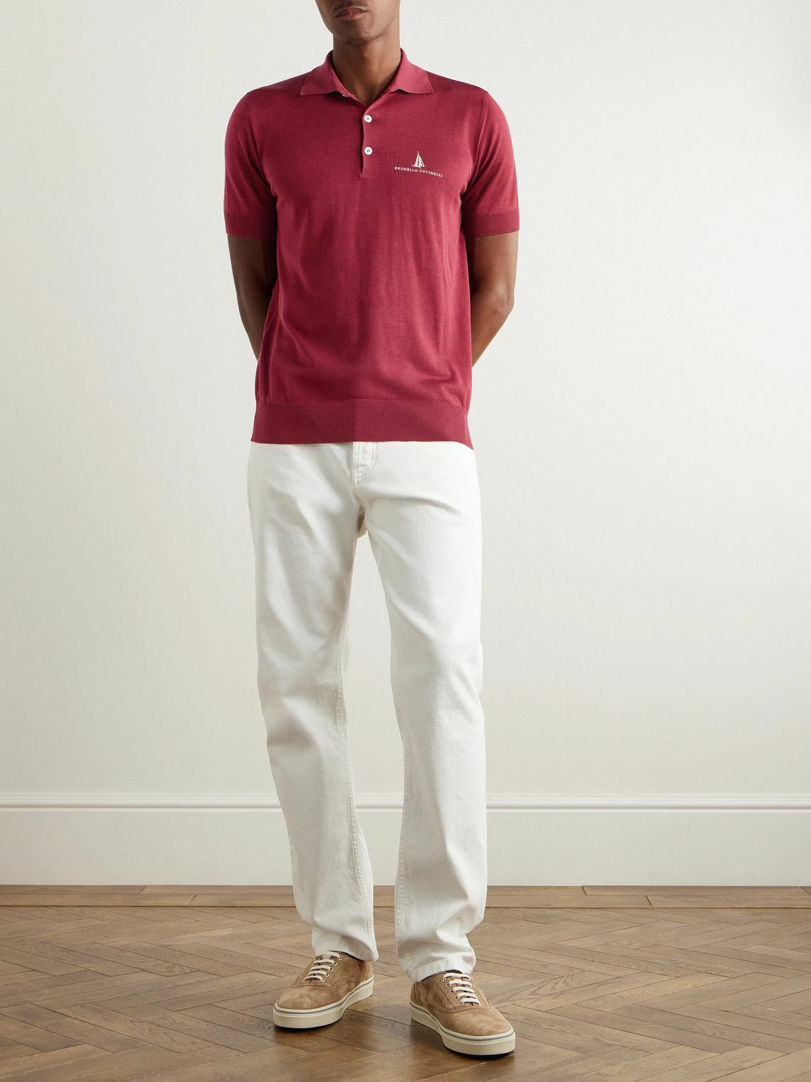 Brunello Cucinelli - Slim-Fit Logo-Embroidered Silk and Cotton