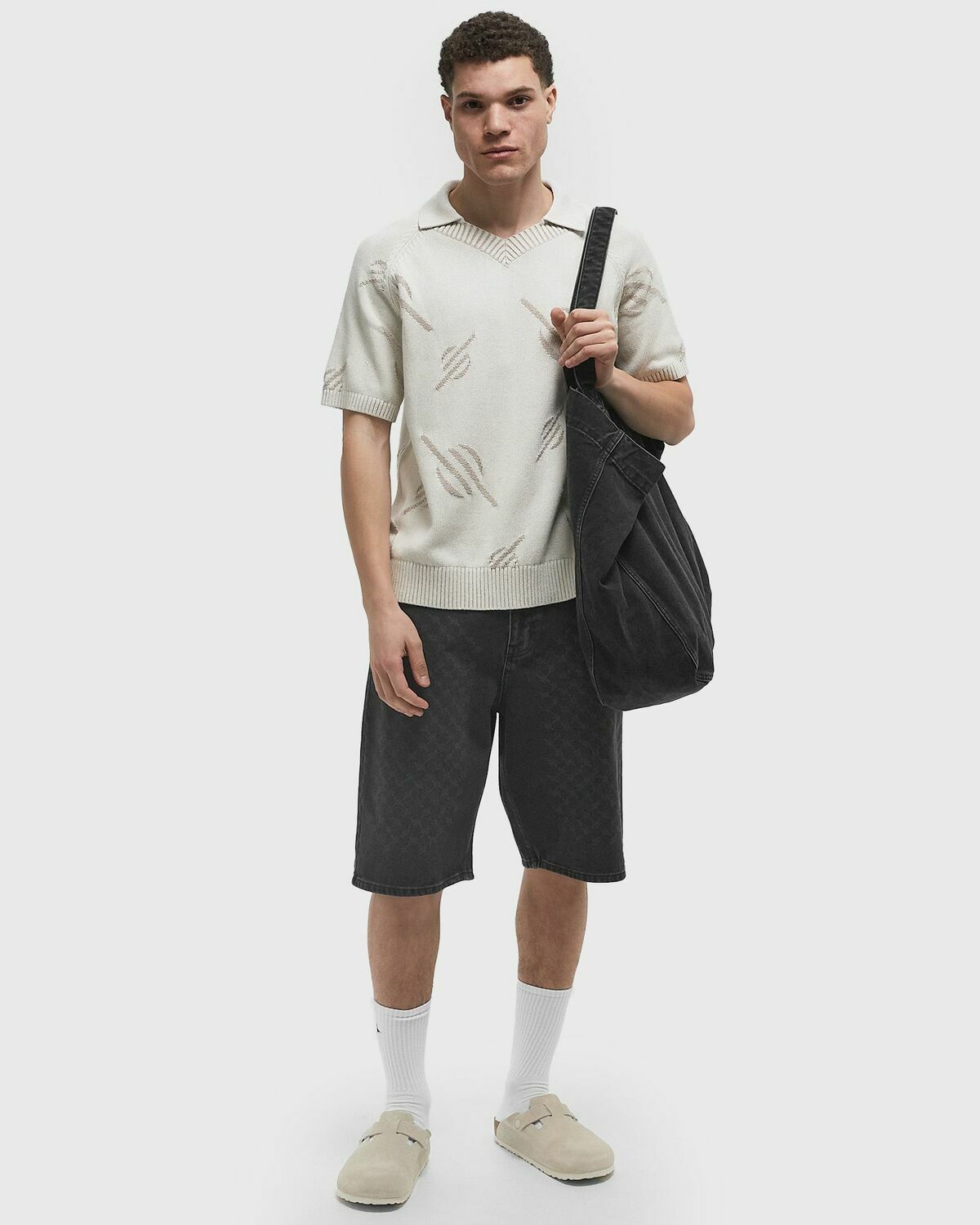 Daily Paper Laser monogram denim shorts Black Mens Casual Short