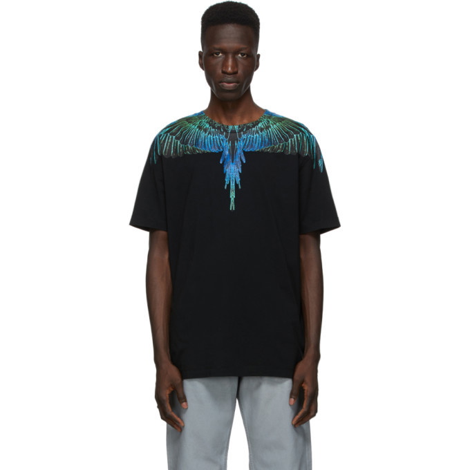 Photo: Marcelo Burlon County of Milan Black and Blue Neon Wings T-Shirt