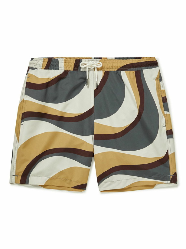 Photo: Mr P. - Straight-Leg Mid-Length Printed Swim Shorts - Yellow