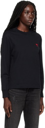 AMI Paris Black Ami de Cœur Long Sleeve T-Shirt