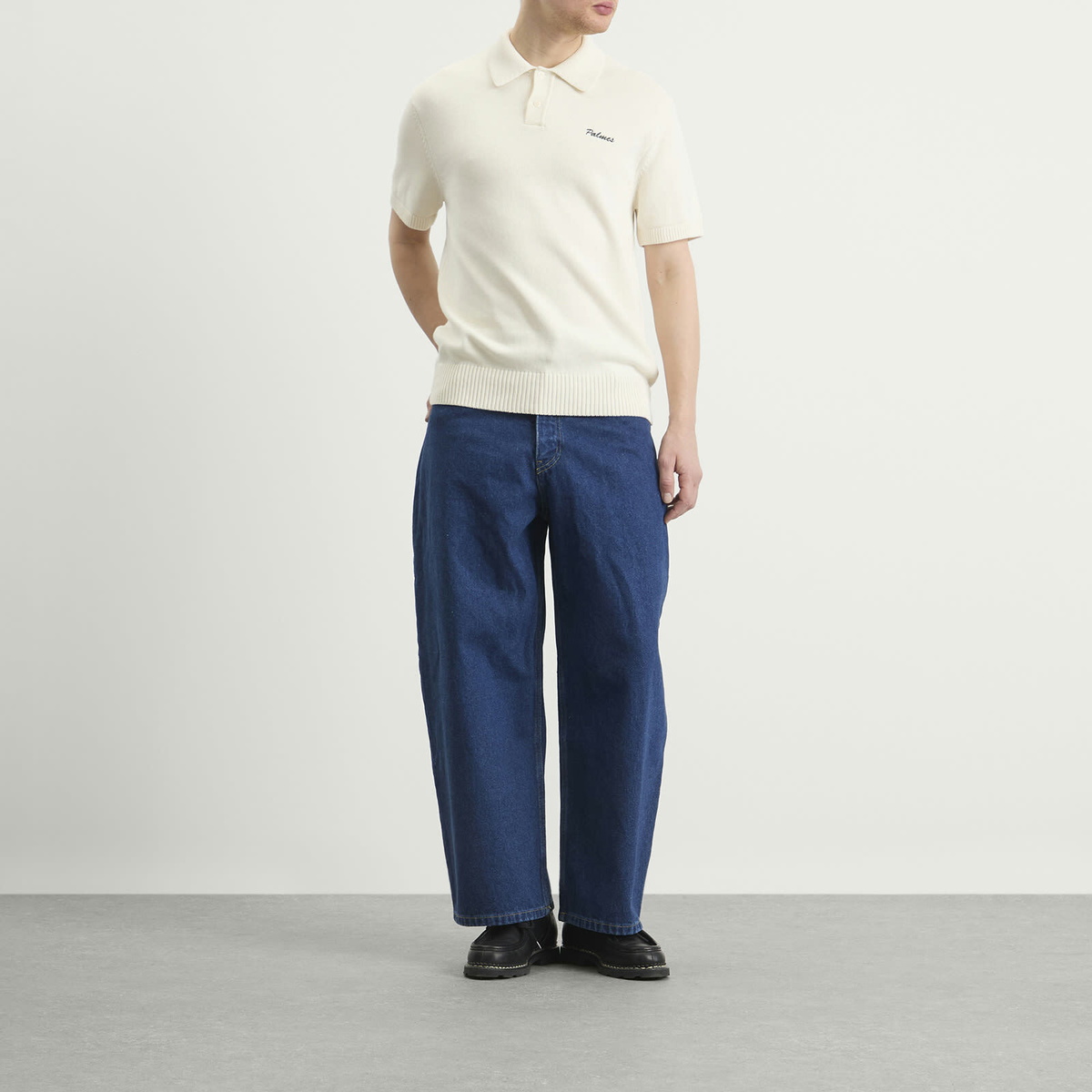 Palmes Men's Cotton Knit Polo in Off-White