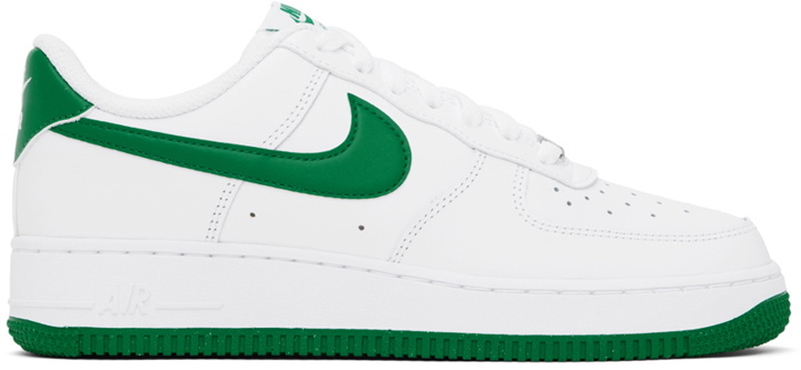 Photo: Nike White & Green Air Force 1 '07 Sneakers