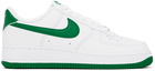 Nike White & Green Air Force 1 '07 Sneakers