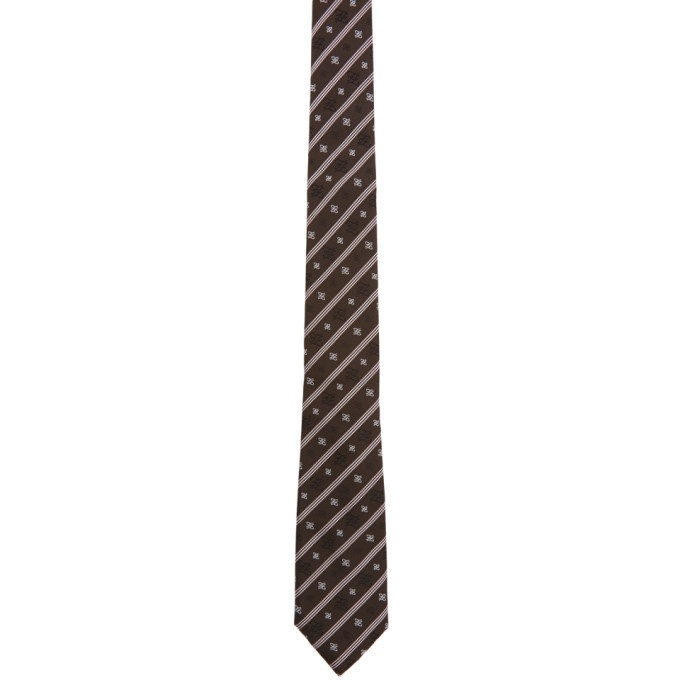 Photo: Fendi Brown Stripe Karligraphy Tie