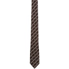 Fendi Brown Stripe Karligraphy Tie