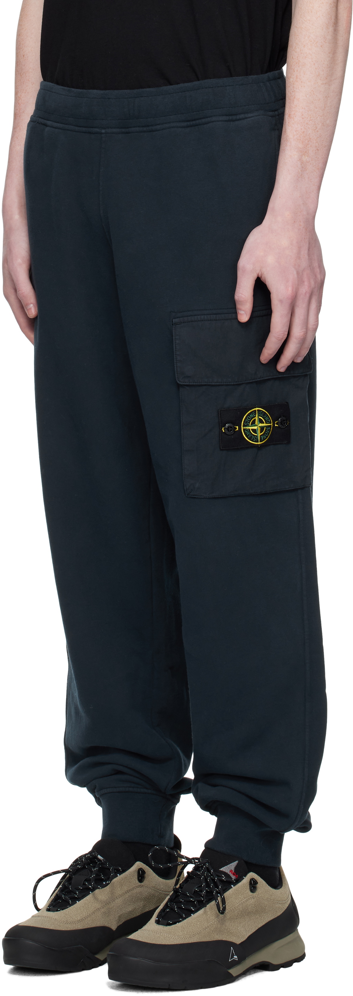 Stone Island Navy 6200003 Brushed Organic Cotton Fleece Sweatpants