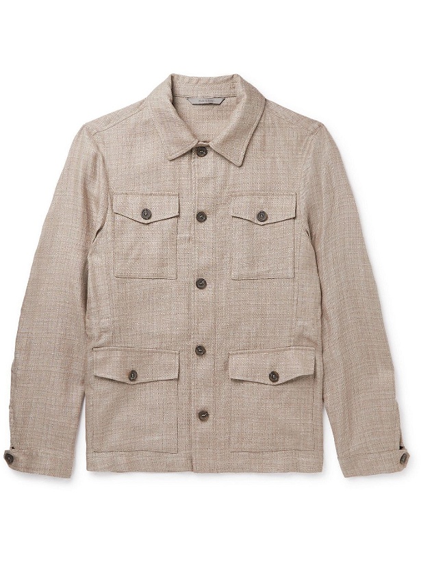 Photo: Canali - Linen and Wool-Blend Shirt Jacket - Brown